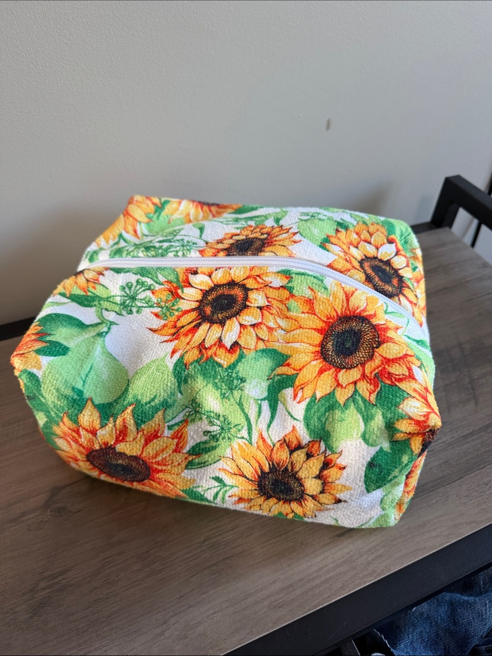 New Microfibre sunflower Print Makeup , Toiletry Bag and or Swim bag
